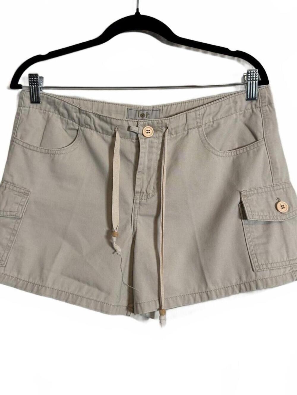 Vintage Y2K Granola girl Lei Beige Cargo Shorts with Drawstring Waist‎